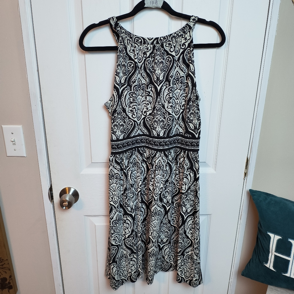 Apt 9 sleeveless fit & flare black & white knee length dress M - Picture 4 of 6